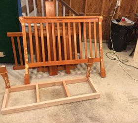 repurposed baby bed to entryway bench, Build Bench Seat