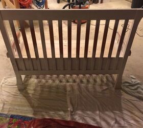 repurposed baby bed to entryway bench, Attach Seat