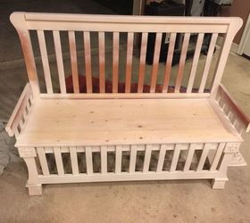 repurposed baby bed to entryway bench, Baby Bed Local Charm