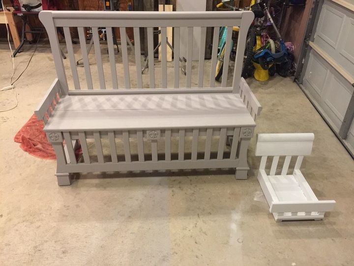 repurposed baby bed to entryway bench, Completed Pieces