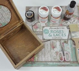 how to decor and diy wooden box with scrapbooking paper
