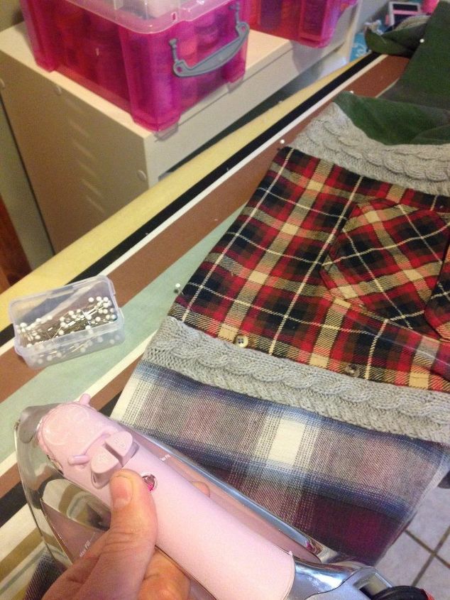 reuse old clothes to make a flannel table runner for fall