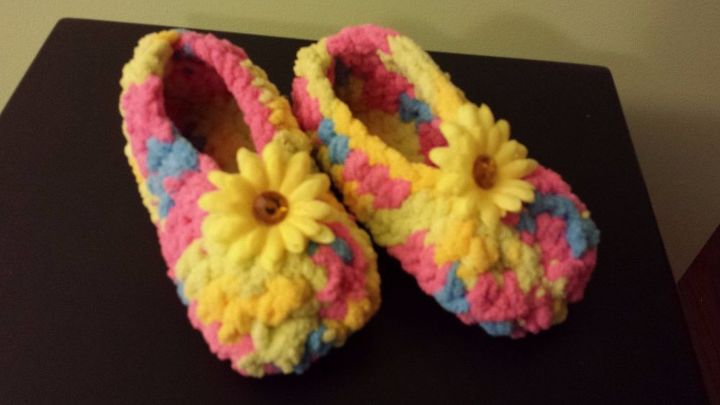 special slippers for my grand daughters, Spring Slippers colourful daisy