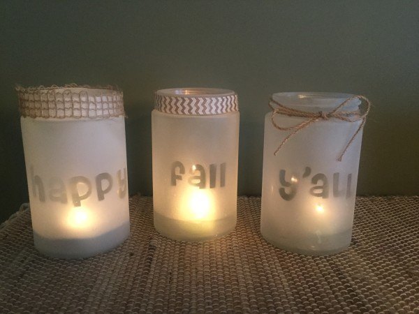 easy fall frosted candle craft
