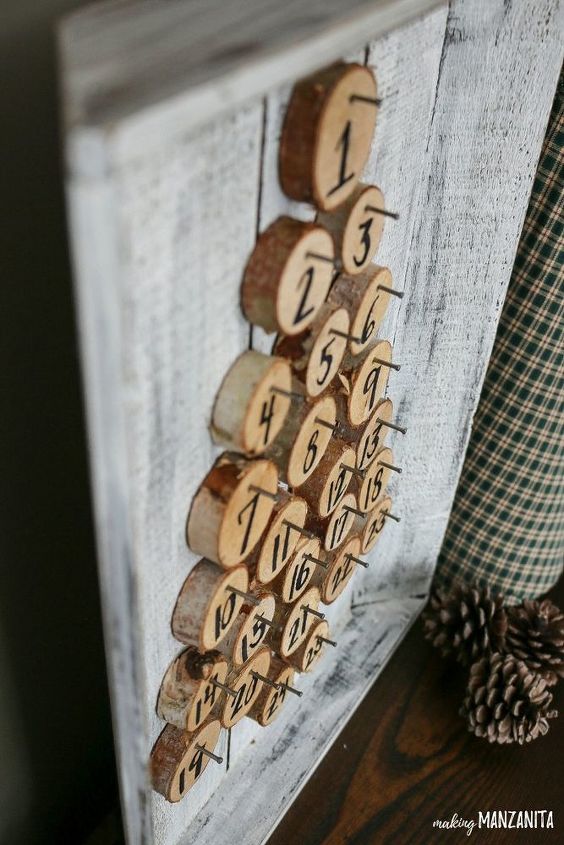 calendario de adviento navideo estilo campesino con bandeja de madera
