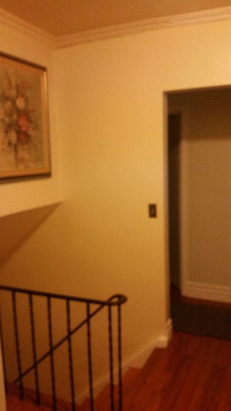 how do i paint the top of the stairs where the crown molding is