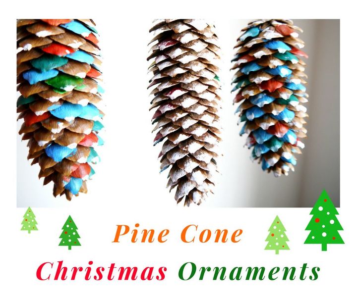 manualidad de adornos navideos de conos de pino