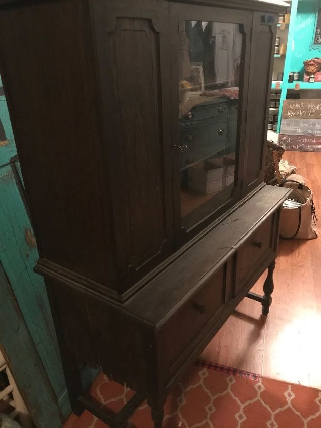 flipping a tired hutch to farmhouse beautiful
