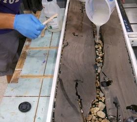 walnut river rock table glow in the dark epoxy resin, Epoxy Resin 3rd and 4th layer