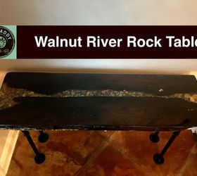 Walnut River Rock Table - Glow in the Dark Epoxy Resin