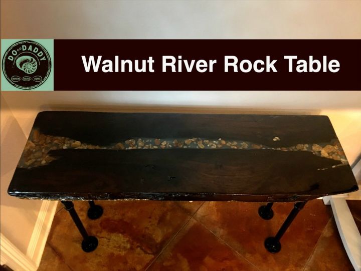 walnut river rock table glow in the dark epoxy resin