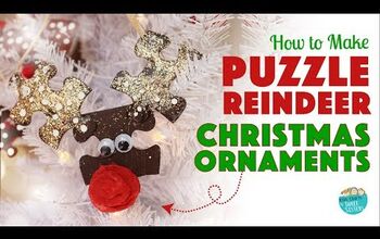  Faça um enfeite de Natal de rena com peças de quebra-cabeça