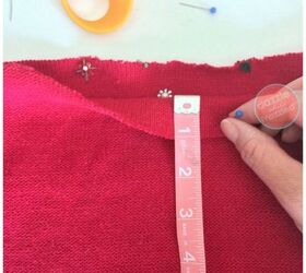 from ugly christmas sweater to ugly skirt, Create waistband for ugly Christmas sweater