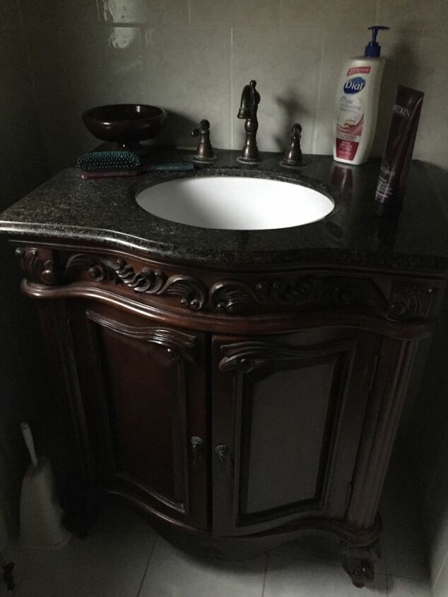 q how to make a bathroom vanity into a dresser