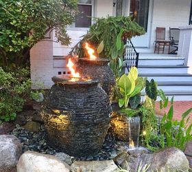 water feature fire installation ideas rochester ny acorn ponds, Addition of FIRE