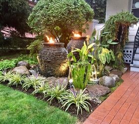 water feature fire installation ideas rochester ny acorn ponds, Bubbling urns water feature installed