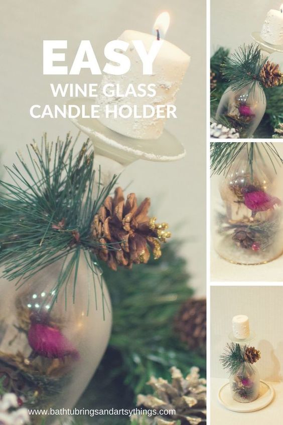 crea un facil portavelas navideno de copa de vino que impresionara