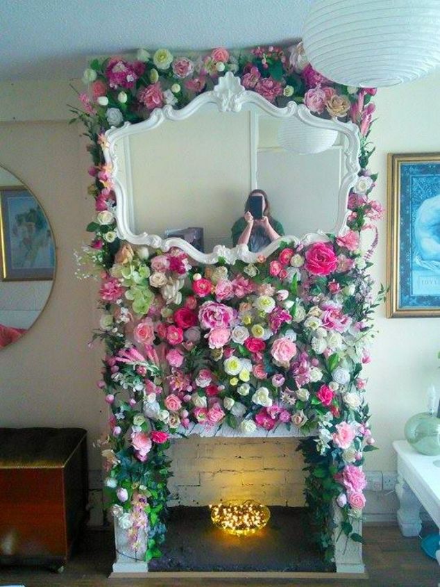 30 mesmerizing ways to decorate with artificial flowers, Transform Your Fireplace Into A Secret Garden