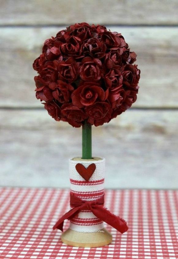 30 mesmerizing ways to decorate with artificial flowers, Form A Cute Rose Topiary For Your Table
