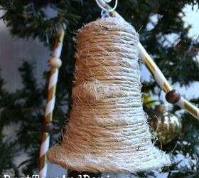 upcycled farmhouse style christmas bell ornament
