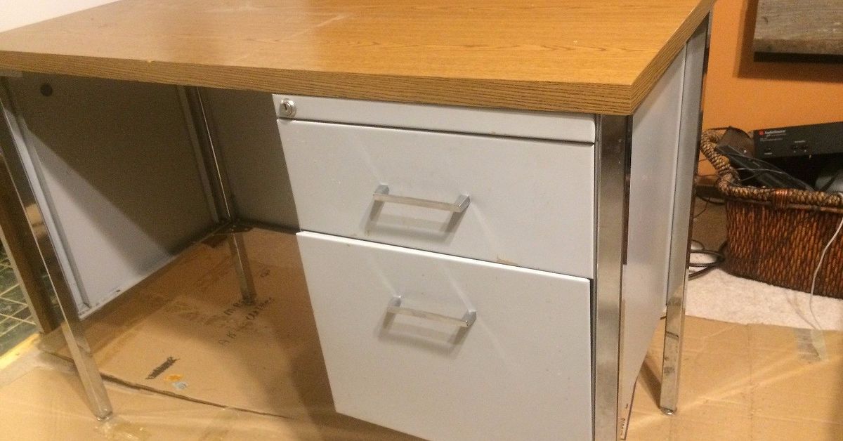 Ugly Desk Makeover In A Few Hours With Quick Veneer And Spray Ugly Desk Makeover In A Few Hours With Quick Veneer And Spray Paint Hometalk