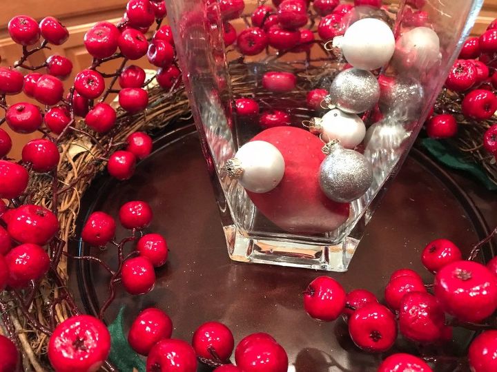 bright and cheery round christmas centerpiece