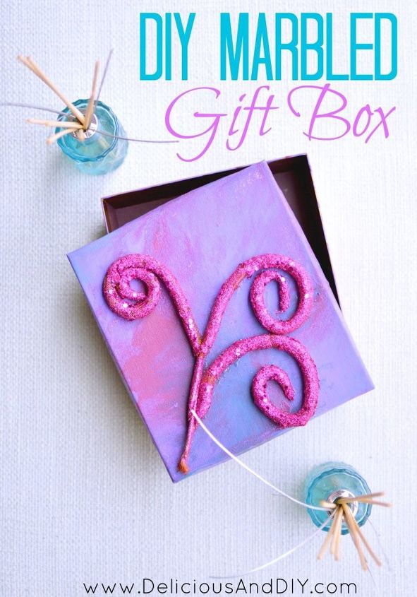 caja de regalo pintada jaspeada
