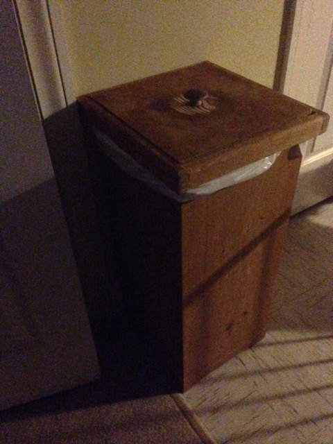 can i paint my wooden kitchen trash bin instead of staining it