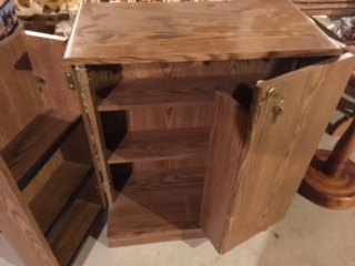 q how to re purpose a vhs wood storage cabinet