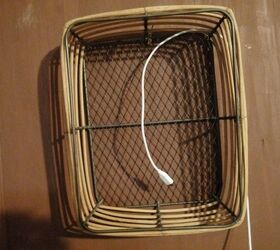 from decorative basket to useful organizing tool, threaded the charging cord through