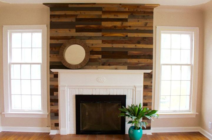 s 12 cozy fireplaces to build for your love minus the expense, Cut Up Pine For Multi Stained Wood