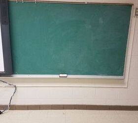 reversing the trend switching from chalkboard to dry erase, Dusty chalk board behind Promethean