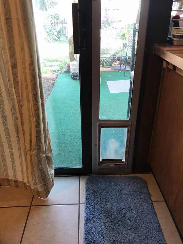 how to cover a doggy door panel attached draped patio door