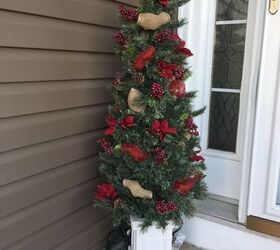 front porch artificial tree spruced up with 4 dollar store finds