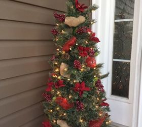 front porch artificial tree spruced up with 4 dollar store finds