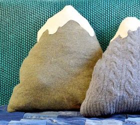 s make your home a winter wonderland with these stunning ideas, Upcycled Sweaters Into Snow topped Pillows