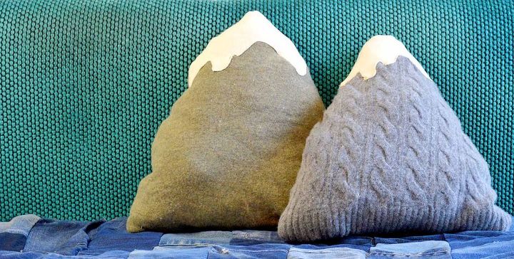 s make your home a winter wonderland with these stunning ideas, Upcycled Sweaters Into Snow topped Pillows