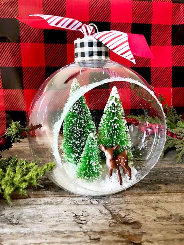 handmade christmas ornament bottle brush tree diorama