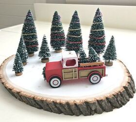 Centro de mesa navideño fácil de hacer con un camión rojo