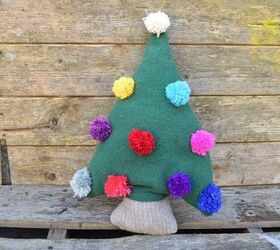 cute upcycled sweater christmas tree pillow
