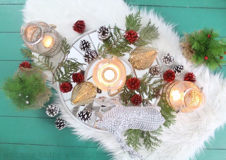 holiday decor centerpiece and painted pinecones tutorial