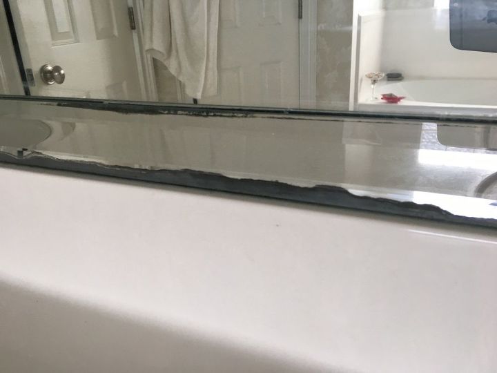 beveled edges of mounted wall mirror losing silver nitrate refinish