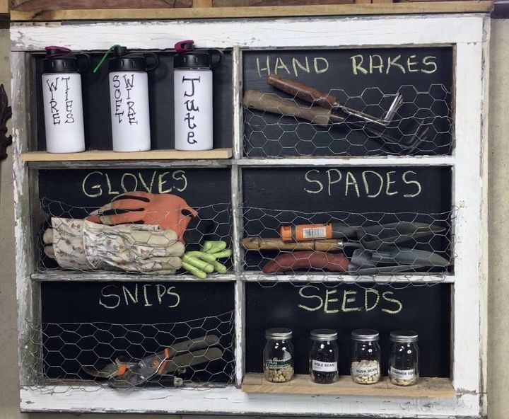 30 wonderful ways you can upcycle old windows, Organize gardening equipment in style
