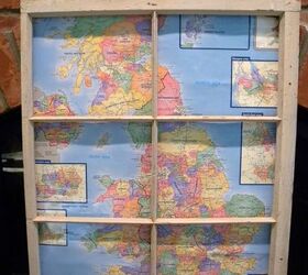 30 wonderful ways you can upcycle old windows, Decorate it with an old map