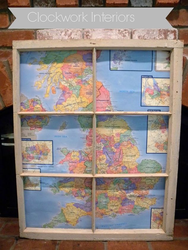 30 wonderful ways you can upcycle old windows, Decorate it with an old map