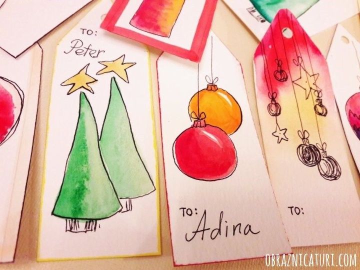 how to make watercolor gift tags for christmas