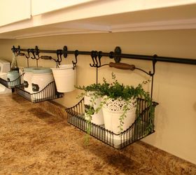 s keep you clutter off the countertops with these clever ideas, Store items in hanging baskets