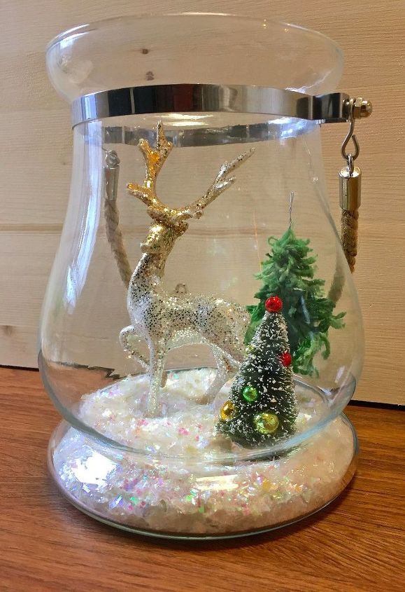 terrrios de natal e globos de neve feitos com furaces e pregos de vidro, Terr rio de Natal DIY