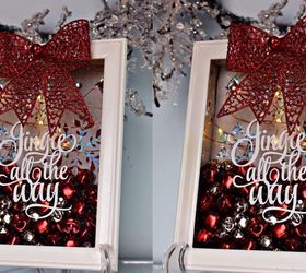 jingle bell shadow box using a picture frame and wall art, Jingle Bell Shadow Box