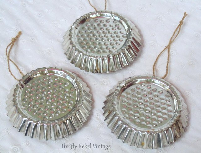 vintage light reflector tart tin ornaments